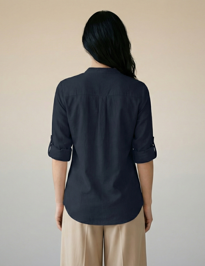 Comfortable Cute Cat Printed Top –  Midnight Blue