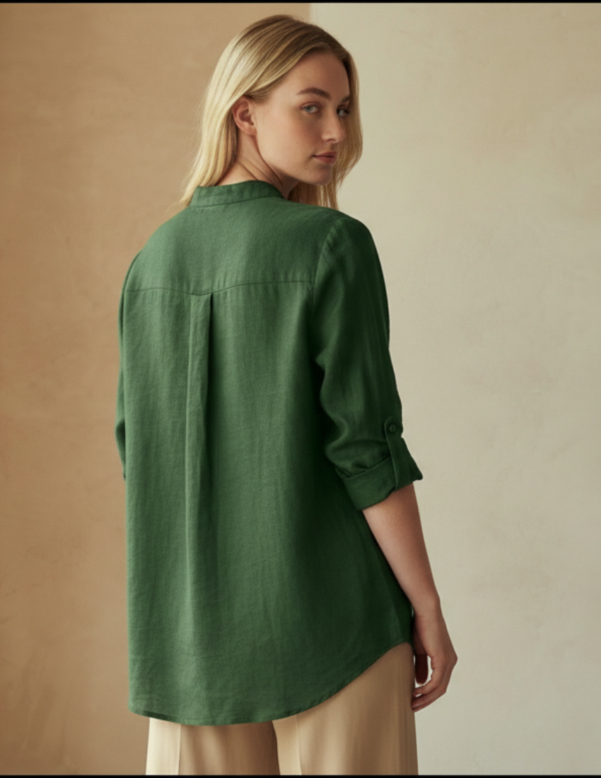 Classic Forest Green Daisy Printed Women’s Top