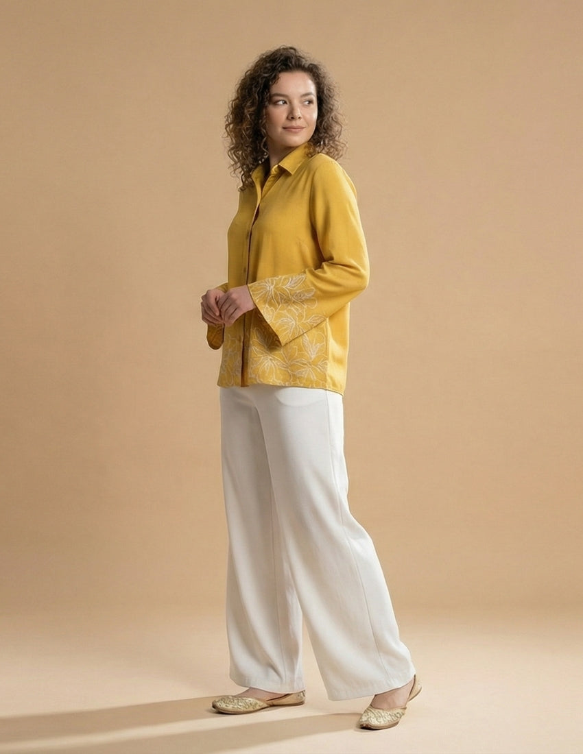 Golden Yellow Shirt and White Pant