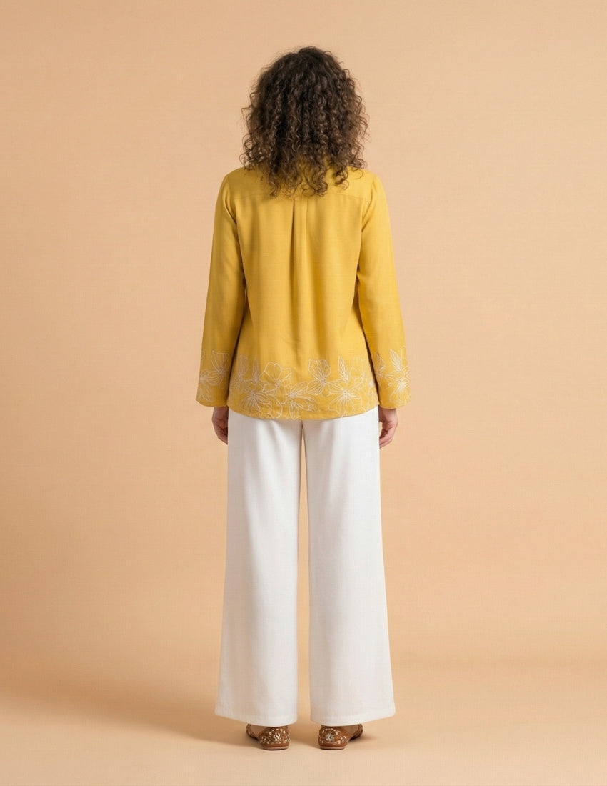 Golden Yellow Shirt and White Pant