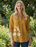 Casual Daisy Printed Top - Mustard Yellow