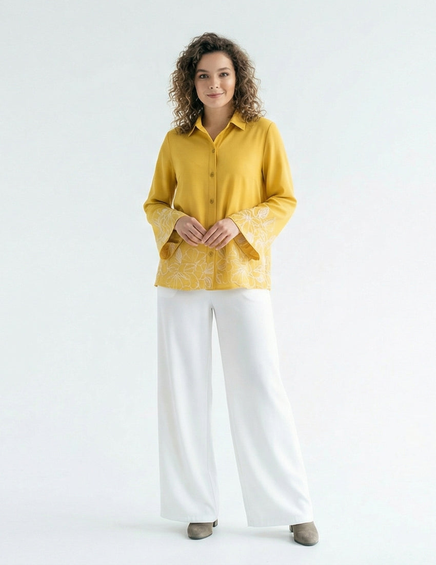 Golden Yellow Shirt and White Pant