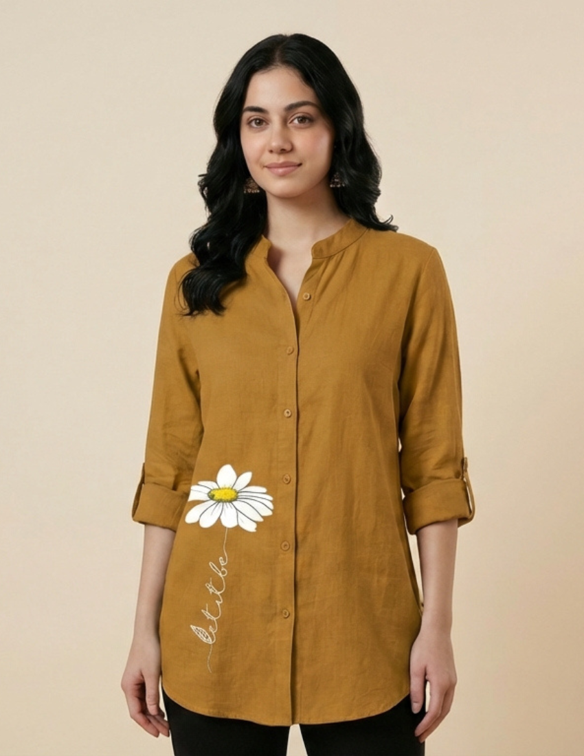 Mustard Yellow Daisy Printed Top